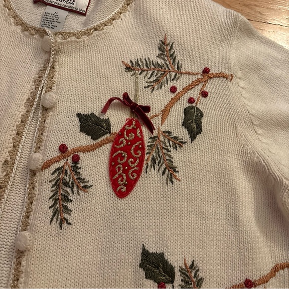 Vintage Tiara International Christmas Cardigan M - Picture 5 of 11